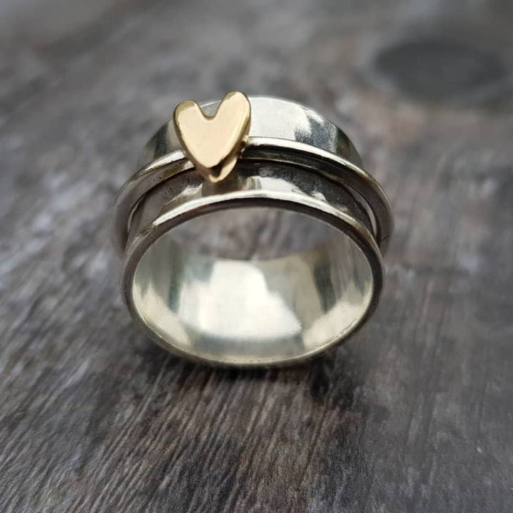 Mely - Anello d'argento con cuore dorato