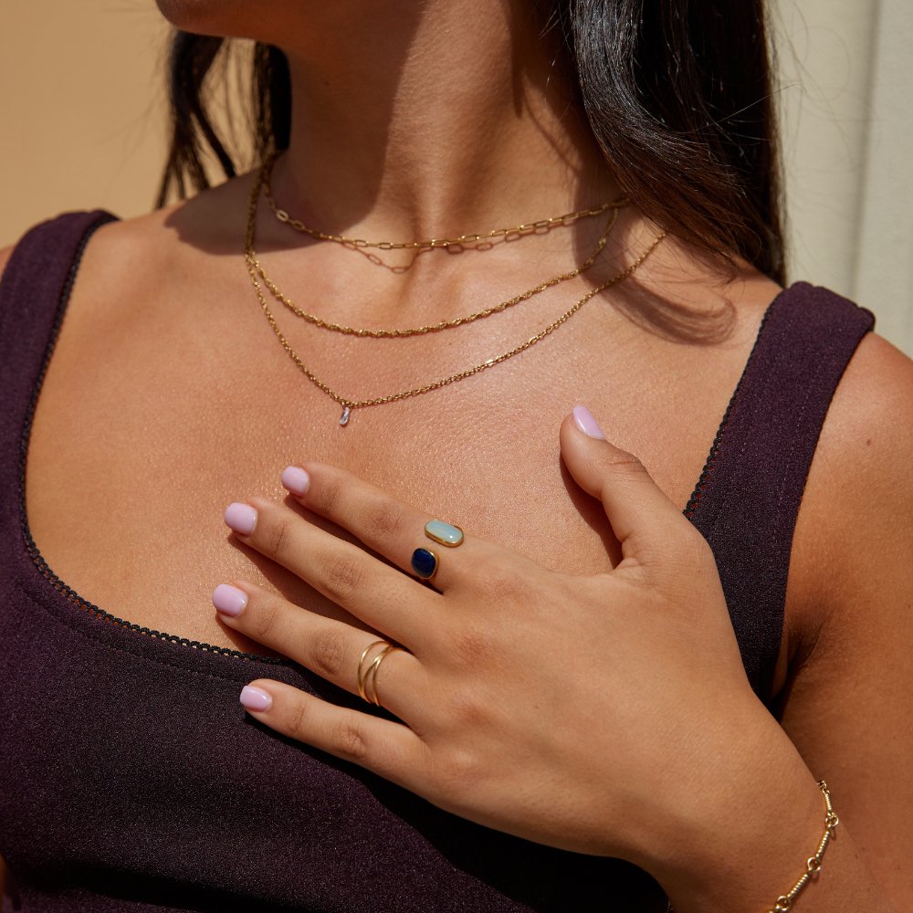 Anello abbraccio con acquamarina